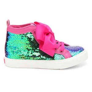 JoJo Siwa Green & Pink Mermaid Sequin Hi-Top Sneaker - Toddler Size 8